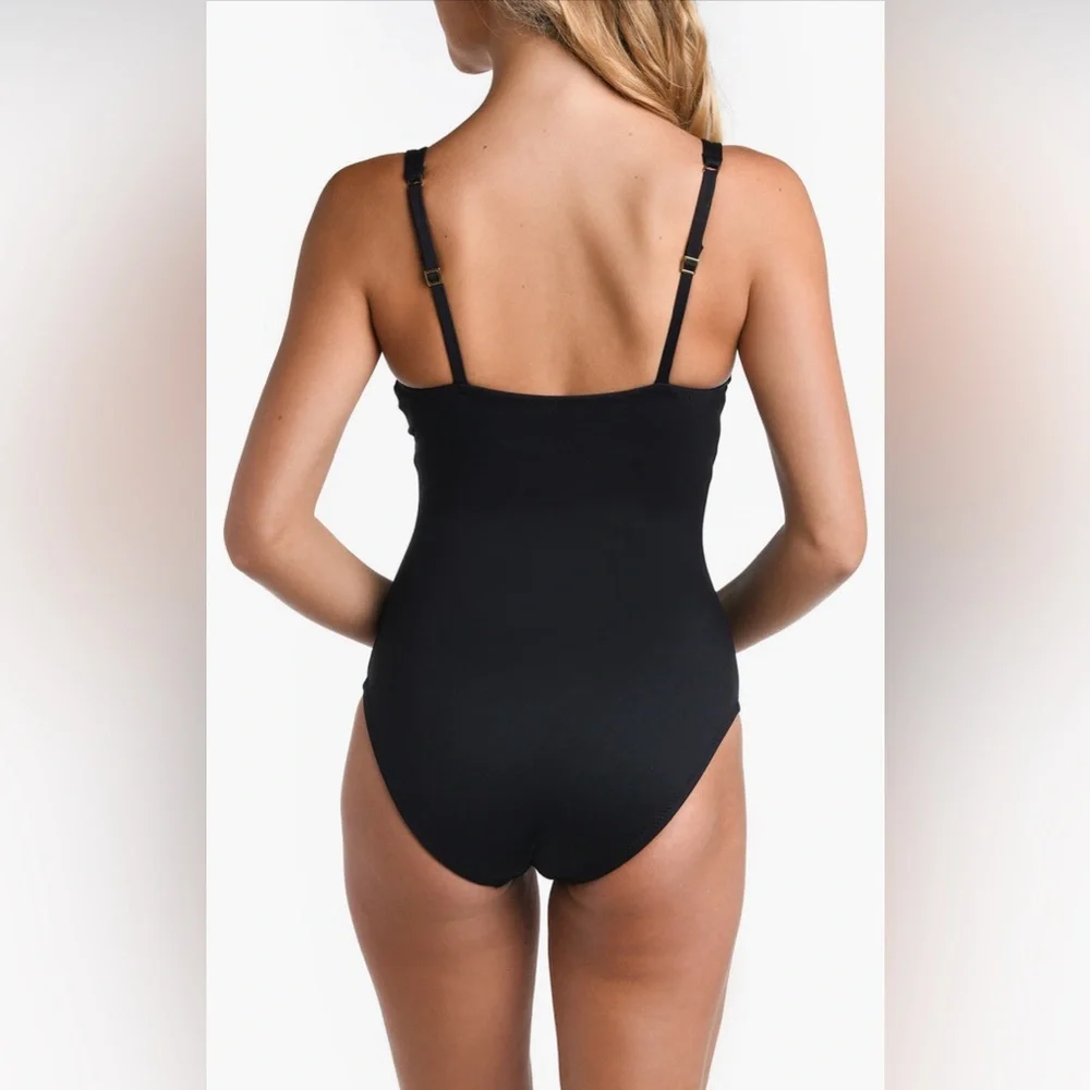 La Blanca Luxe Plunge Keyhole One-Piece Swimsuit, Size 4, Brand new, $165